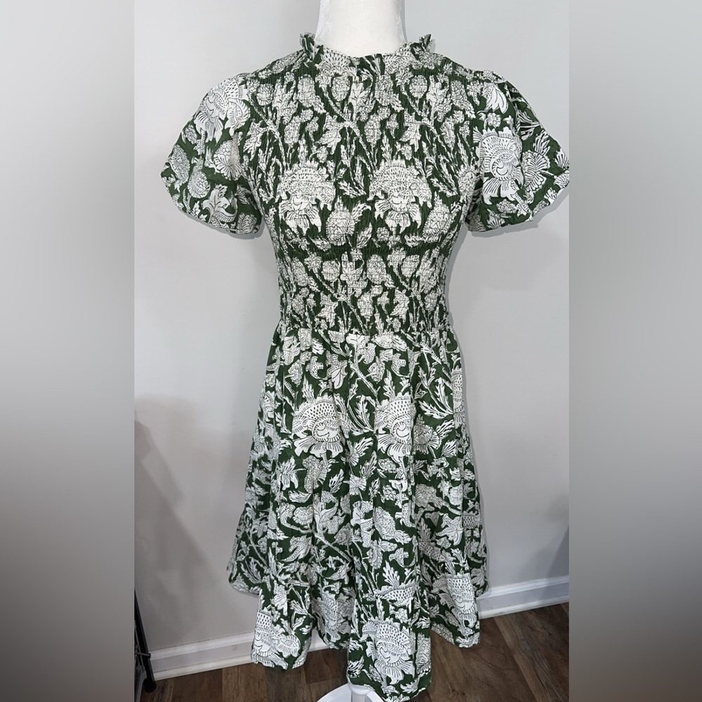 Jude Connally Green and White Floral Mini Dress